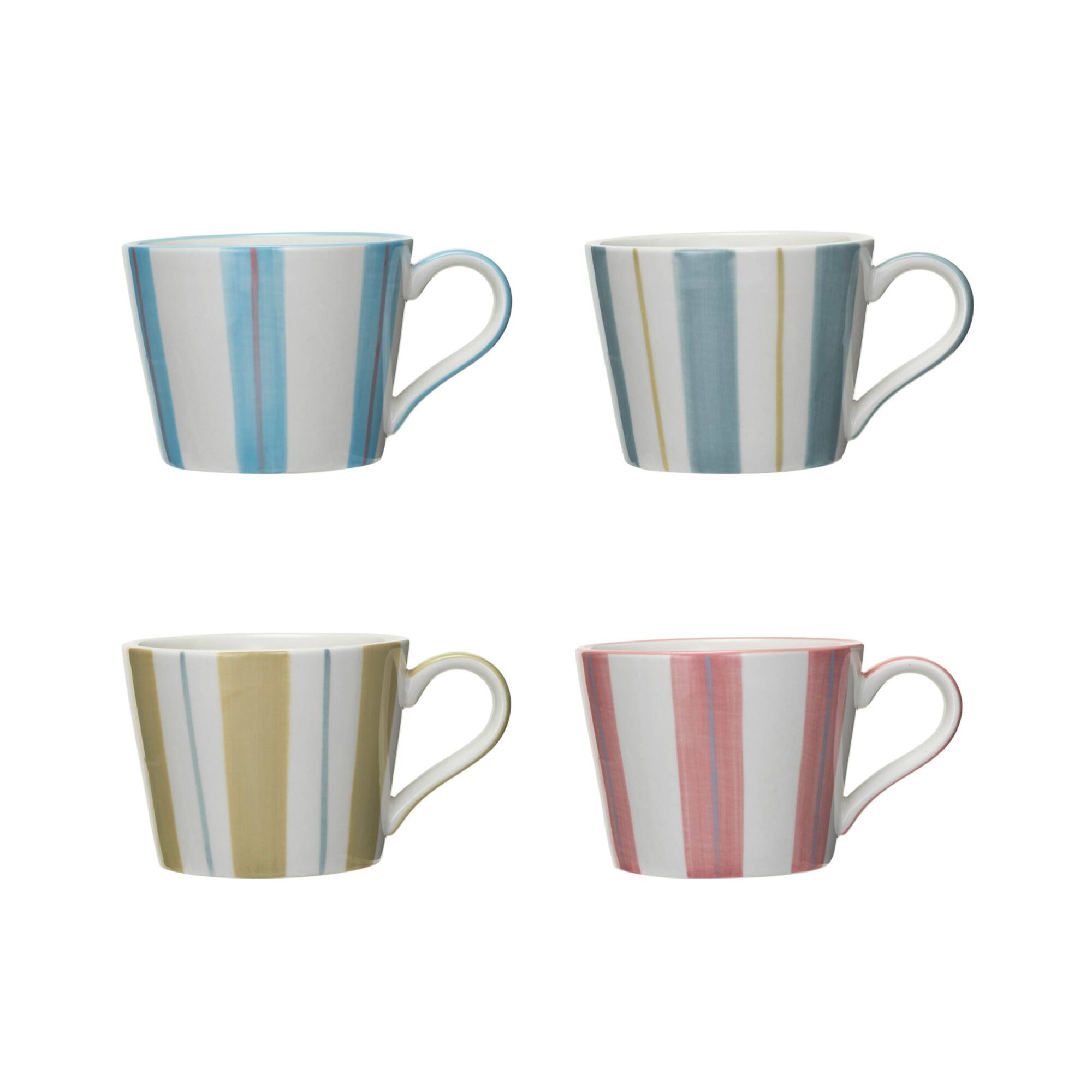 Hello Honey® 12oz. Multicolor Stripes Hand-Painted Stoneware Mug Set